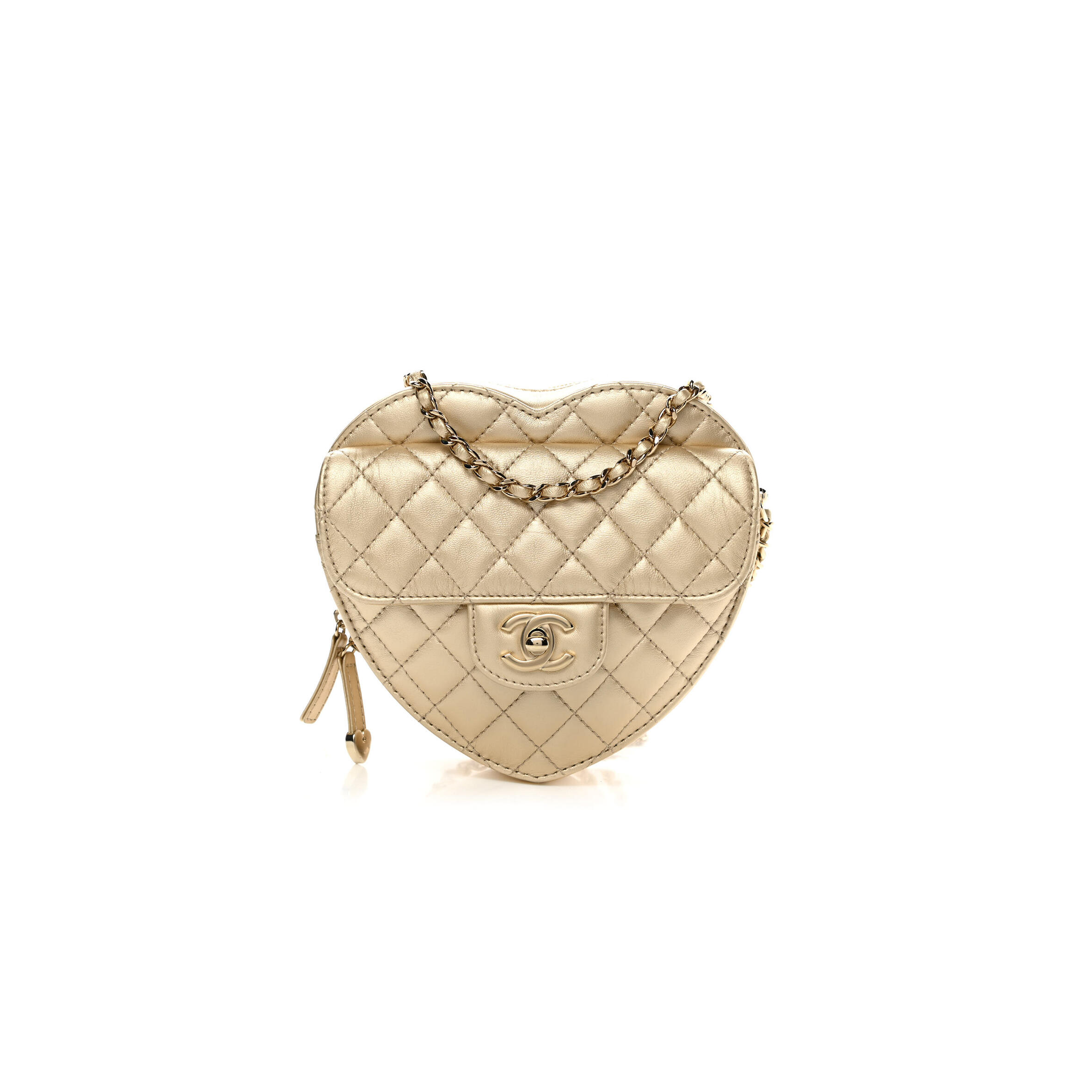 CHANEL HEART BAG LAMBSKIN IN GOLD AS5764 (19*17*5.5cm)